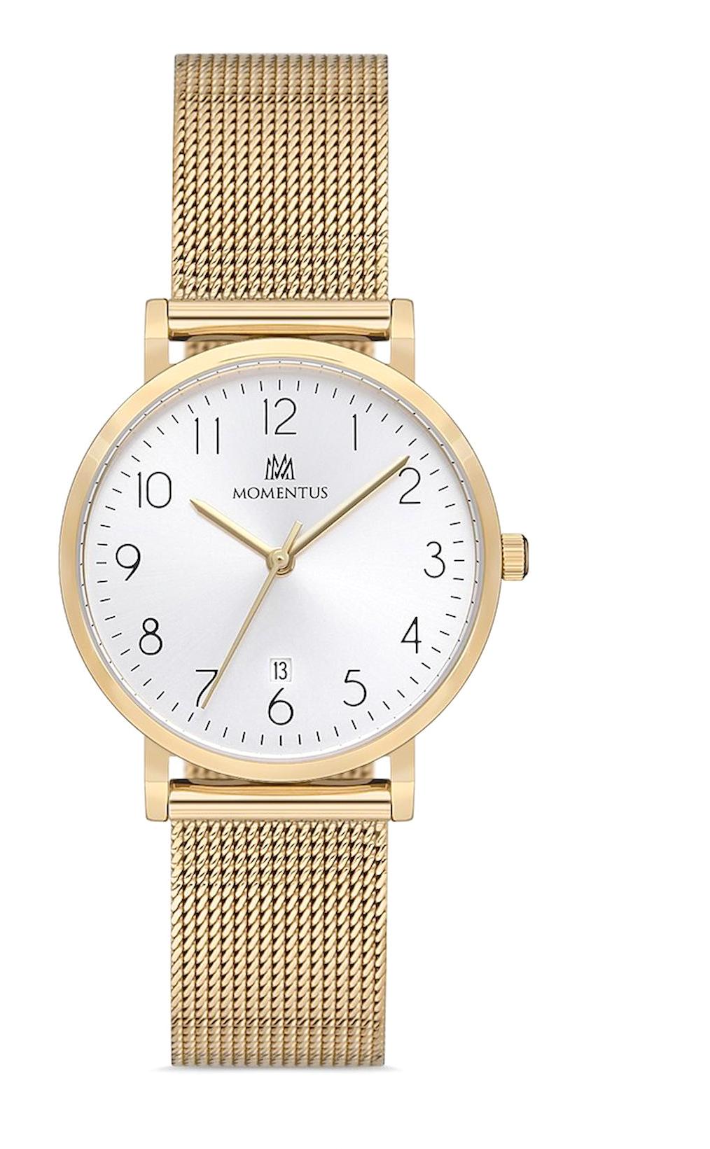 Momentus CW251G-01SG Takvimli 39 mm Altın Çelik Kordon Analog Erkek Kol Saati