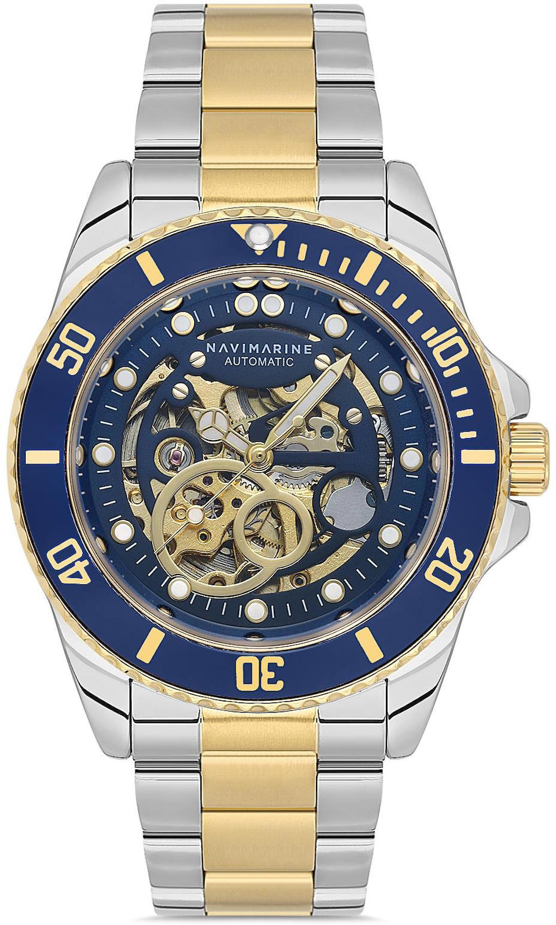 Navimarine NM168-06 44 mm Altın-Çelik Kordon Analog Kol Saati