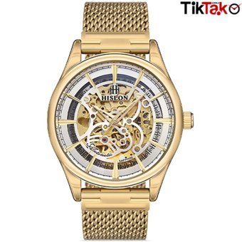 Hislon D101G-16SG Altın Çelik Kordon Analog Erkek Kol Saati