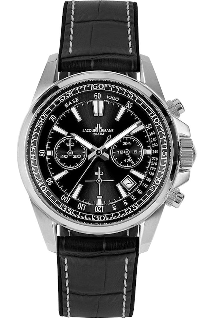 Jacques Lemans LİVERPOOL 1-2117A Pusulalı Takvimli 44 mm Siyah Çelik Kordon Analog Erkek Kol Saati