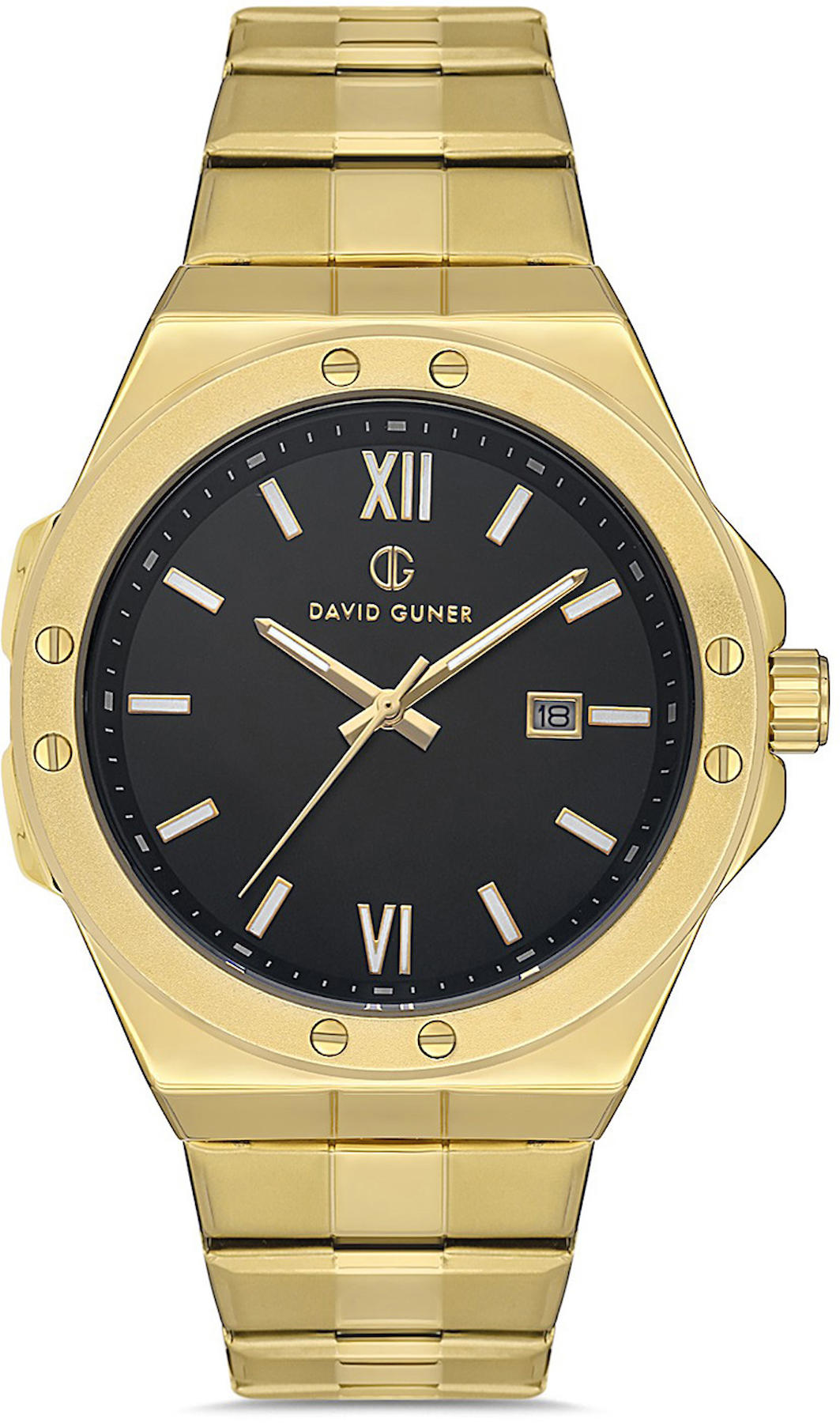 David Guner DG-8608GA-B2 Takvimli 42 mm Altın Metal Kordon Analog Kol Saati
