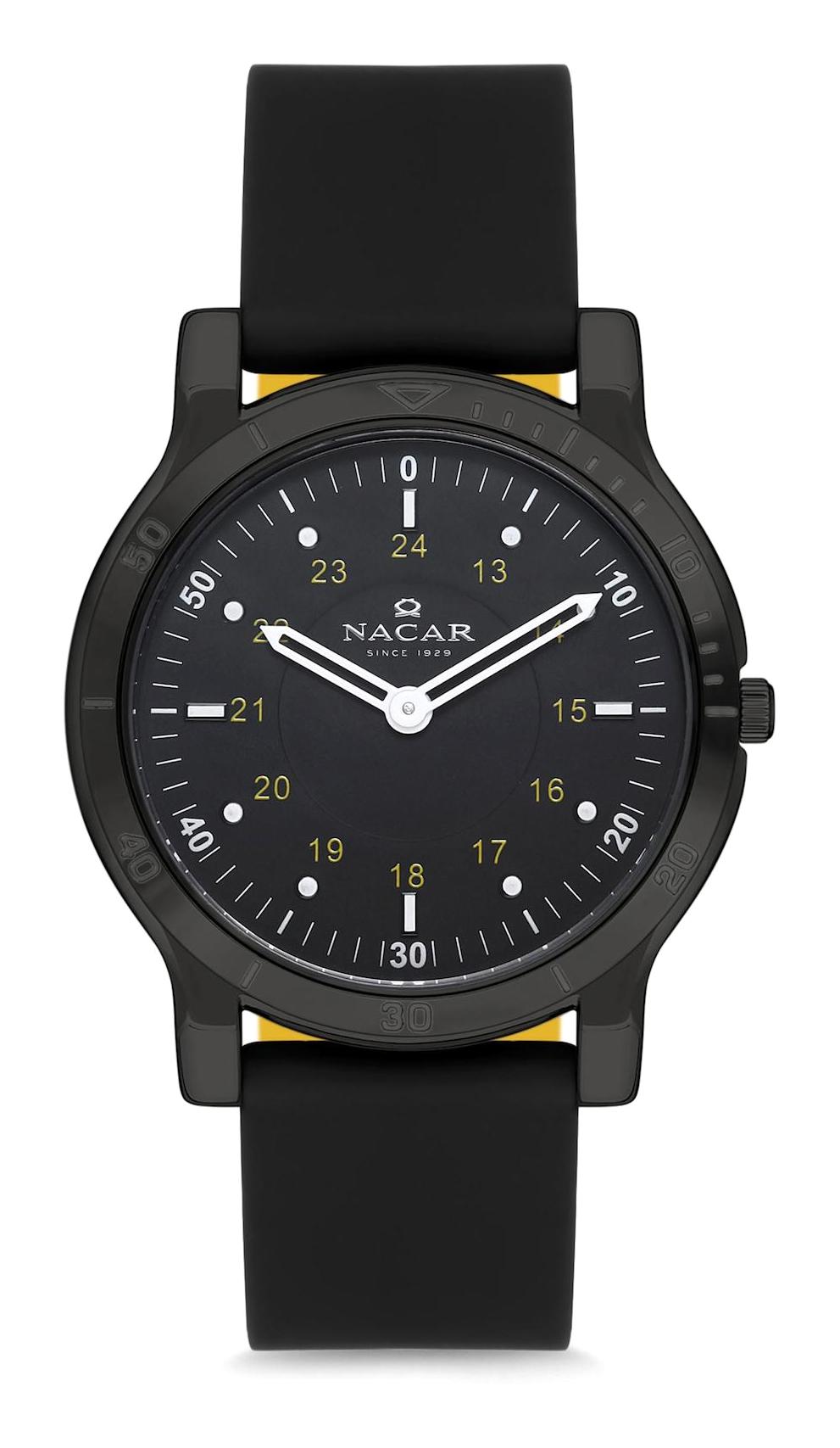 Nacar 34290333BBS1 Takvimli 44 mm Siyah Çelik Kordon Analog Kol Saati