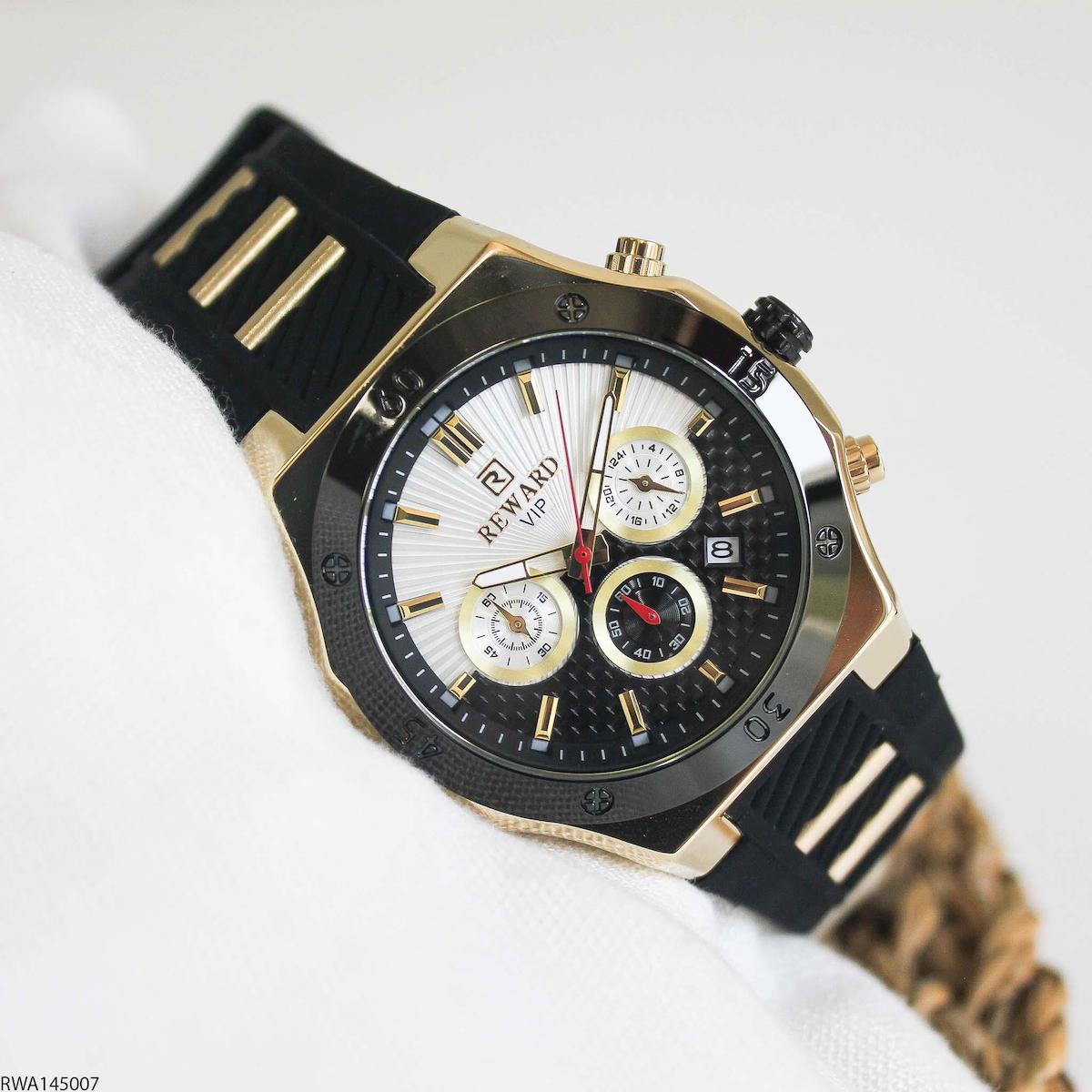 Reward RWA145007 Takvimli 45 mm Siyah Silikon Kordon Analog Erkek Kol Saati