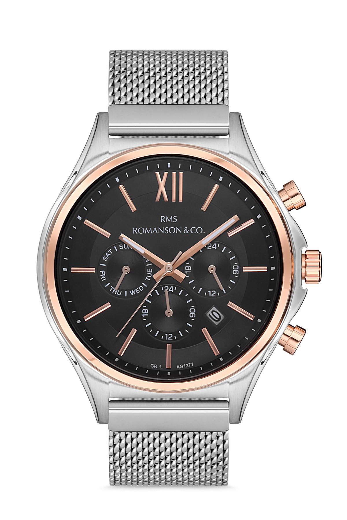 Romanson GR.1.AG1277.12 Takvimli 42 mm Metal Kordon Analog Erkek Kol Saati