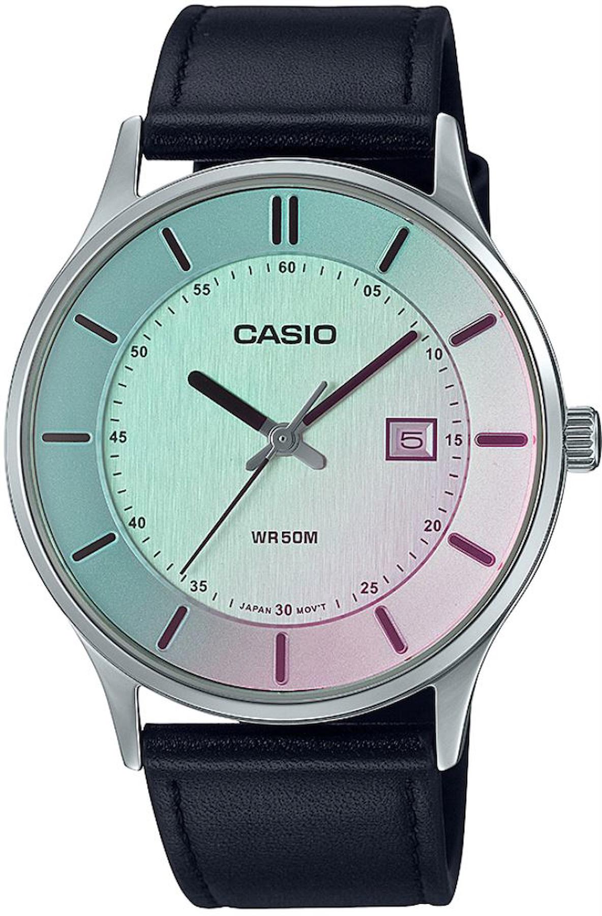 Casio MTP-E605L-7EVDF Takvimli 42 mm Siyah Deri Kordon Analog Erkek Kol Saati