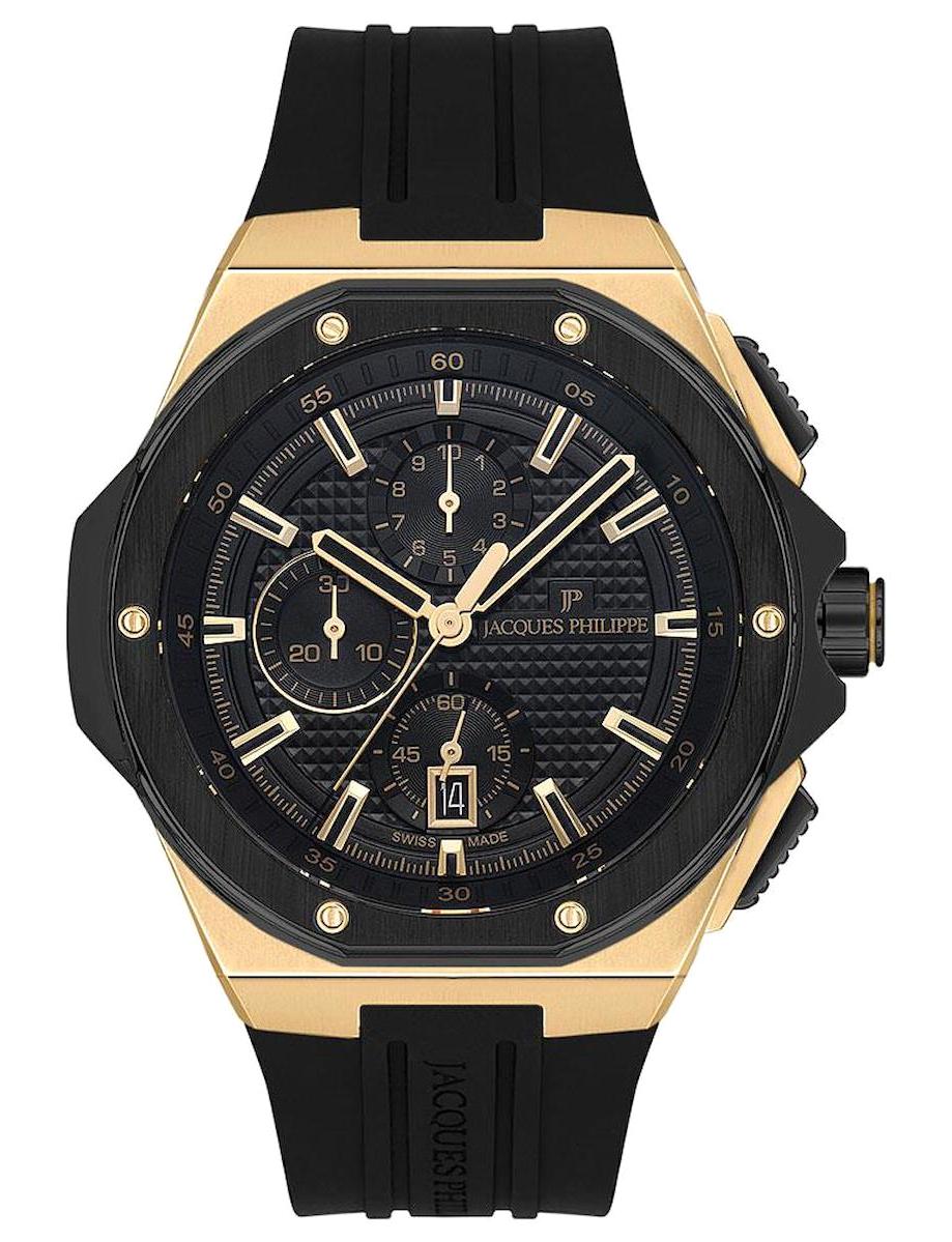 Jacques Philippe JPQGC48X41X Takvimli 44 mm Siyah Silikon Kordon Analog Erkek Kol Saati