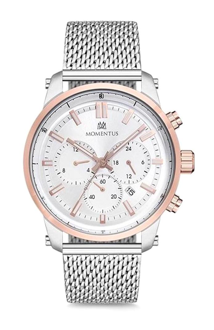 Momentus SC224T-02SR Takvimli 44 mm Çelik Kordon Analog Erkek Kol Saati