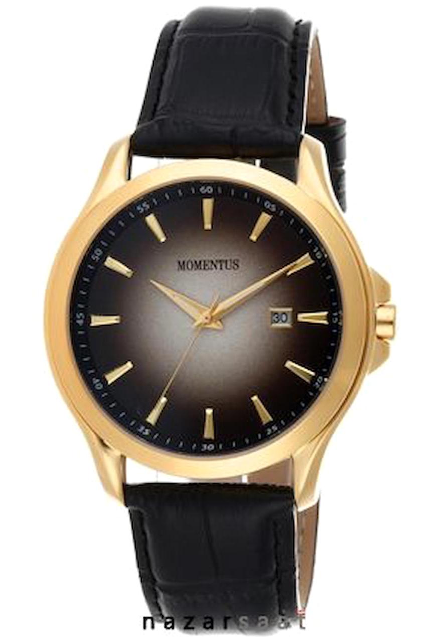 Momentus EM140G-06BG Takvimli 39 mm Siyah Deri Kordon Analog Erkek Kol Saati