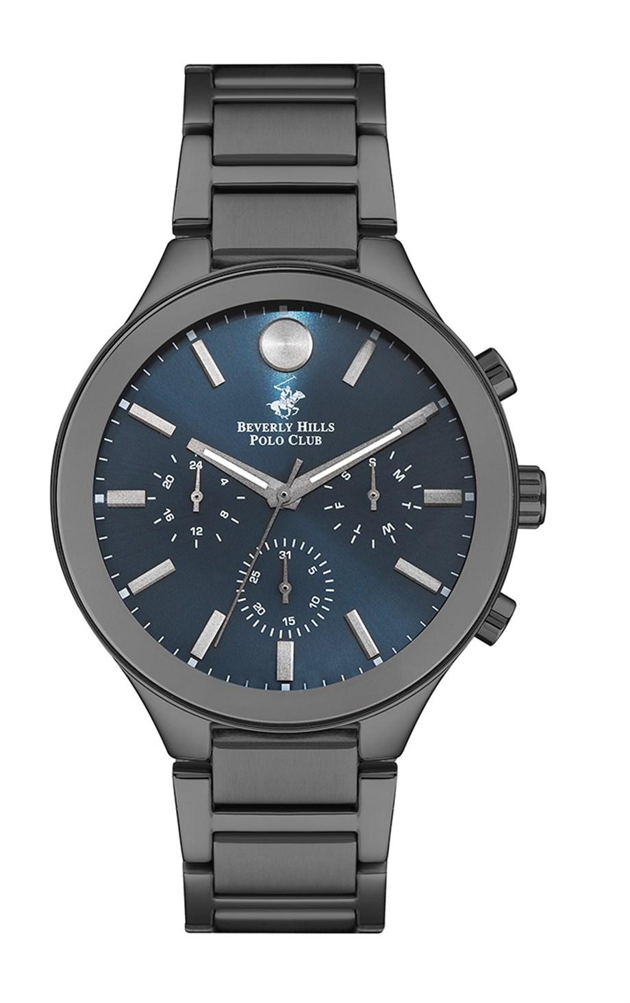 Beverly Hills Polo Club BP3234X690 Takvimli 44 mm Füme Çelik Kordon Analog Erkek Kol Saati