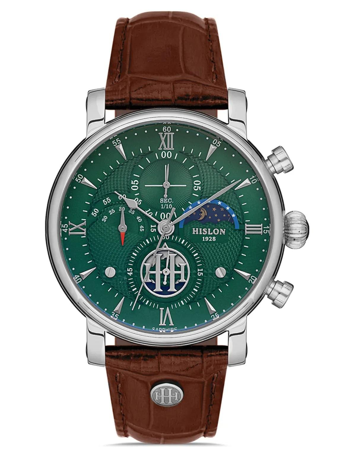 Hislon TM105S-15KS 43 mm Kahverengi Deri Kordon Analog Erkek Kol Saati