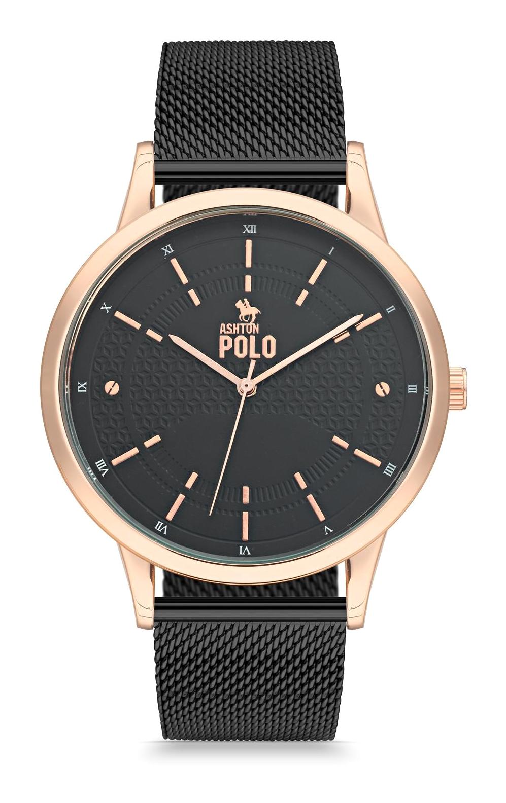 Ashton Polo ZEG27015D 44 mm Siyah Metal Kordon Analog Erkek Kol Saati