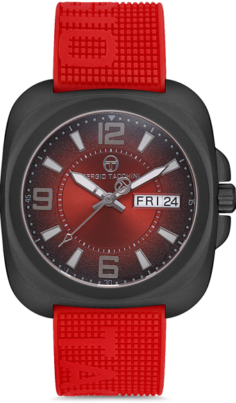 Sergio Tacchini ST.1.10092.4 Takvimli 42 mm Kırmızı Silikon Kordon Analog Kol Saati