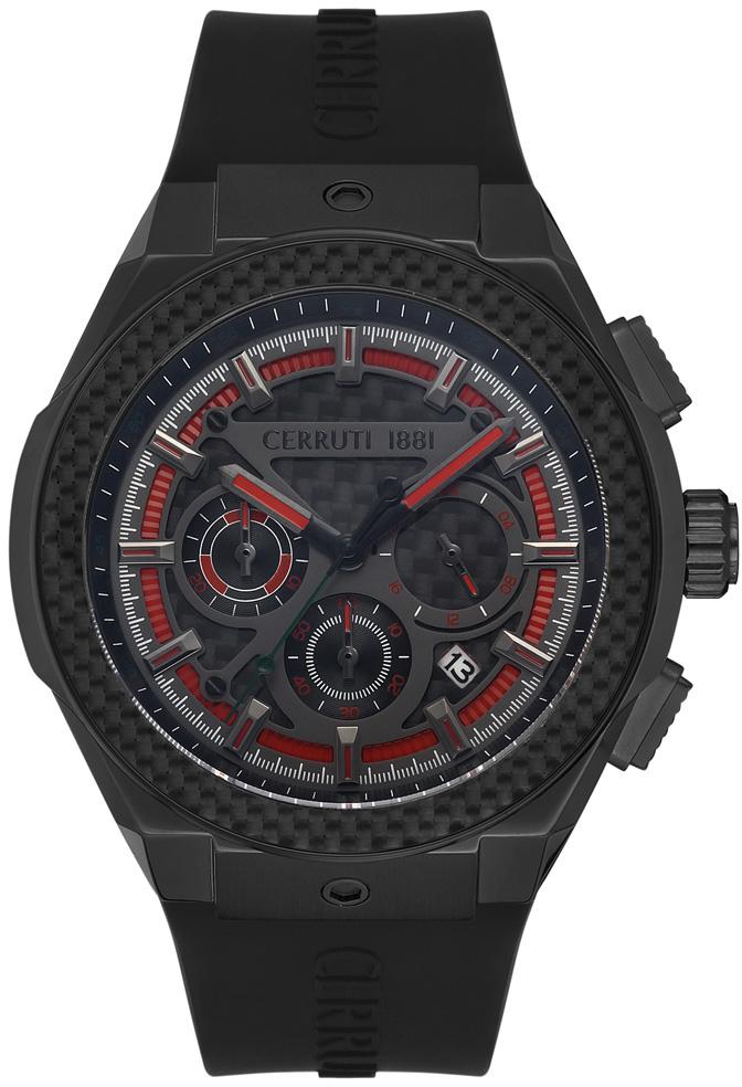 Cerruti 1881 CIWGO2112004 Takvimli 44 mm Si̇yah Silikon Kordon Analog Erkek Kol Saati