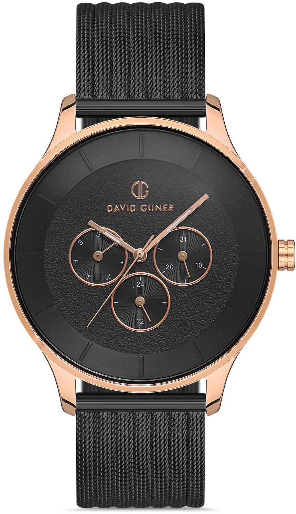 David Guner DG-8246GC-R2 Takvimli 42 mm Siyah Metal Kordon Analog Kol Saati