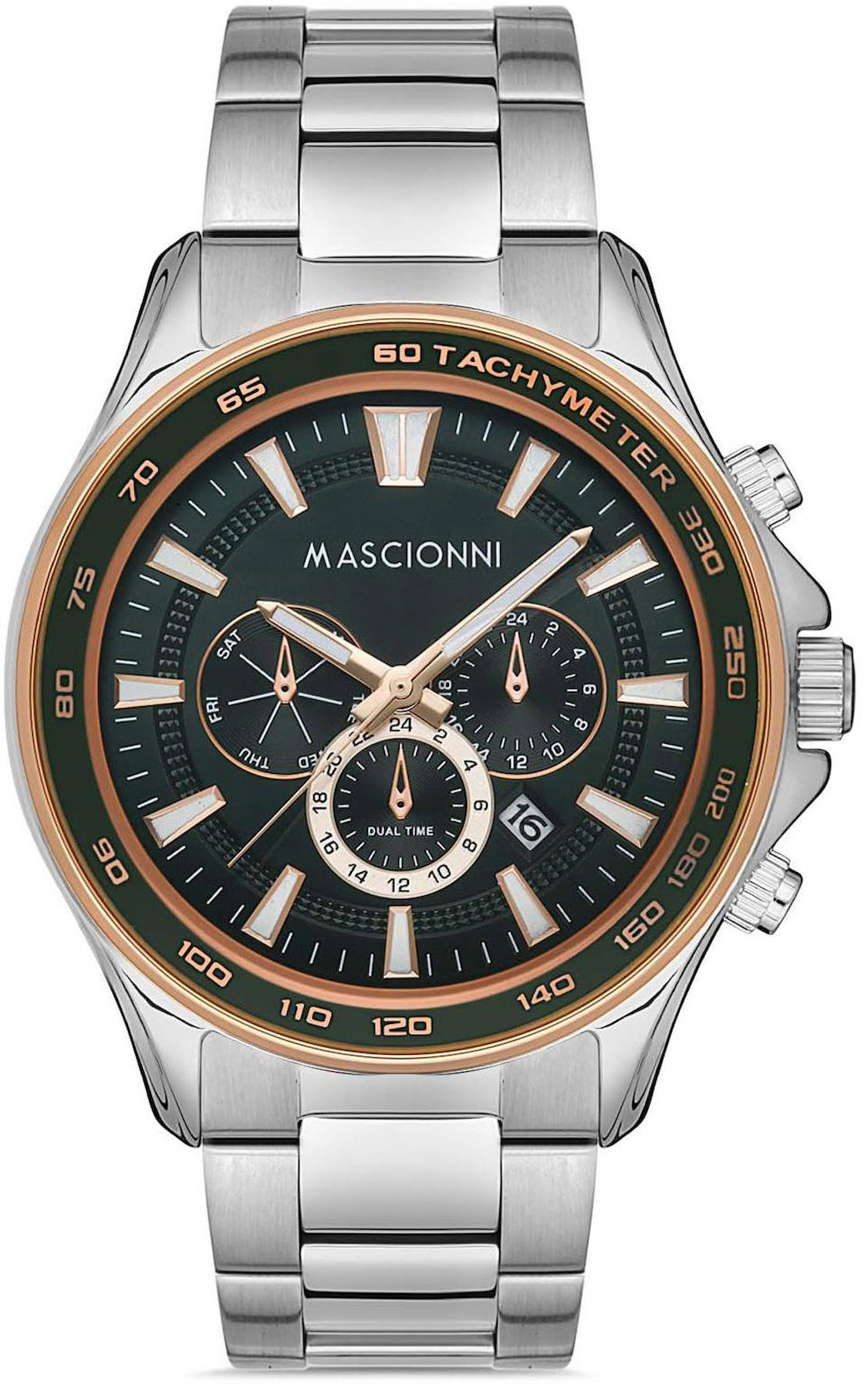 Mascionni M.1.1992.07 Takvimli 42 mm Çelik Kordon Analog Kol Saati