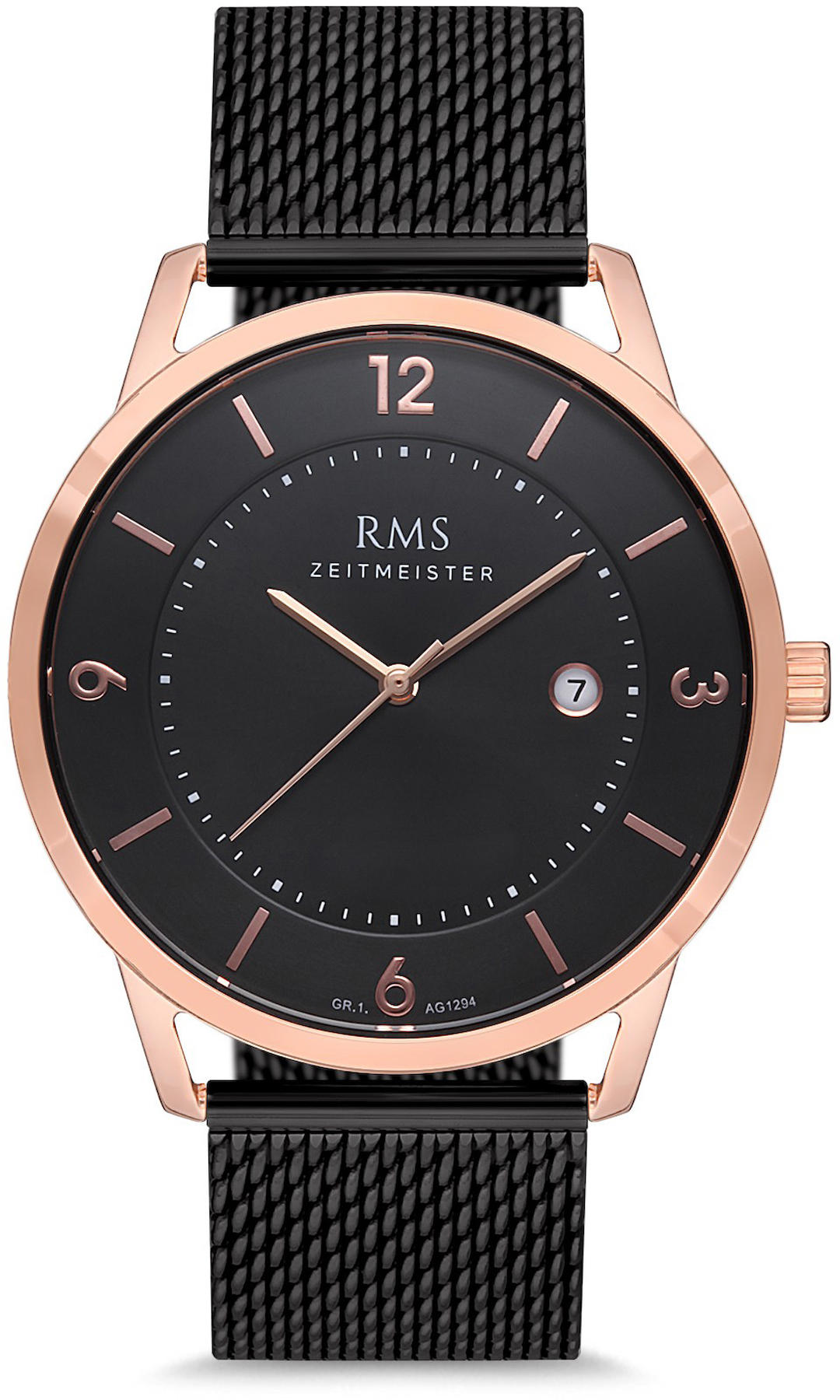 Romanson GR.1.AG1294.03 Takvimli 43 mm Siyah Hasır Kordon Analog Kol Saati