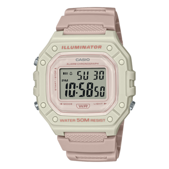 Casio W-218HC-4A2VDF Takvimli 43 mm Pudra Silikon Kordon Dijital Kol Saati