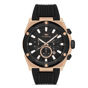 Ferro FM-31919A-R Takvimli Siyah Çelik Kordon Analog Erkek Kol Saati