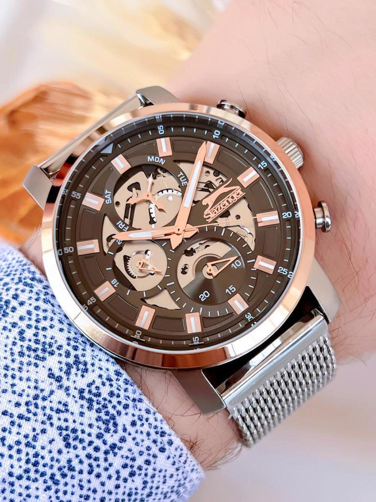 Slazenger BLKT.2.703 Su Geçirmez Takvimli 46-50 mm Çelik Kordon Analog Kol Saati