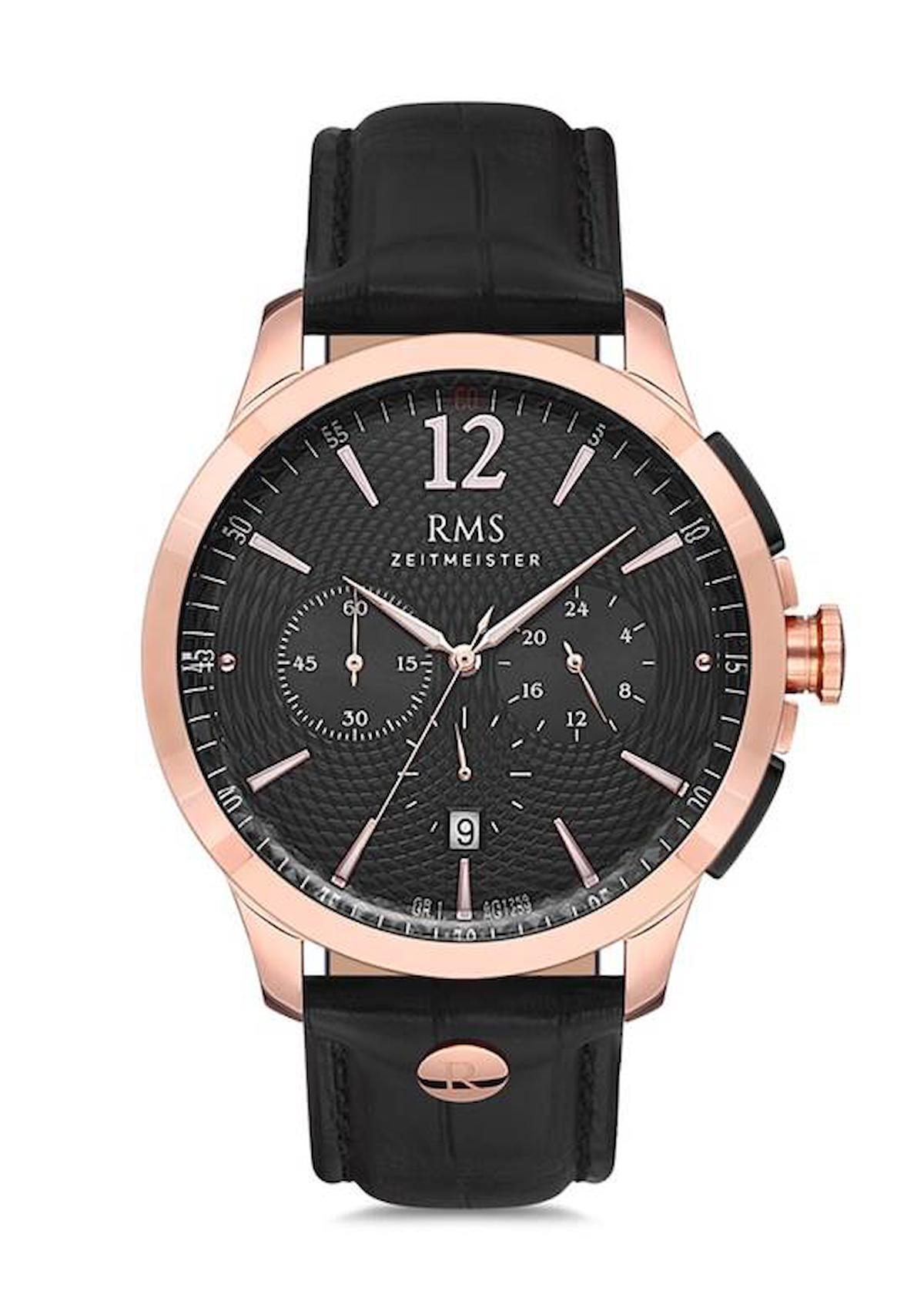 Romanson GR.1.AG1259.05 Takvimli 44 mm Siyah Deri Kordon Analog Erkek Kol Saati