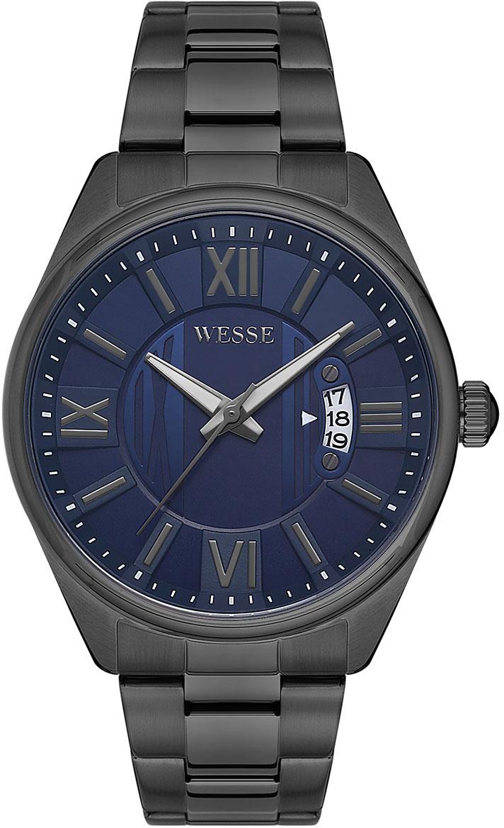 Wesse WWG207004 Takvimli 44 mm Siyah Çelik Kordon Analog Erkek Kol Saati