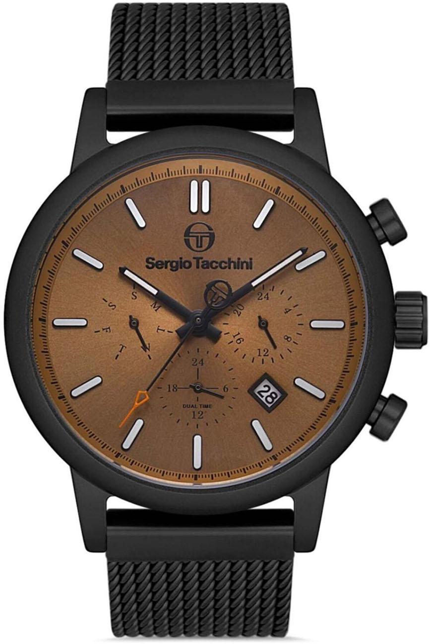 Sergio Tacchini ST.1.10220.2 Takvimli 42 mm Siyah Çelik Kordon Analog Kol Saati