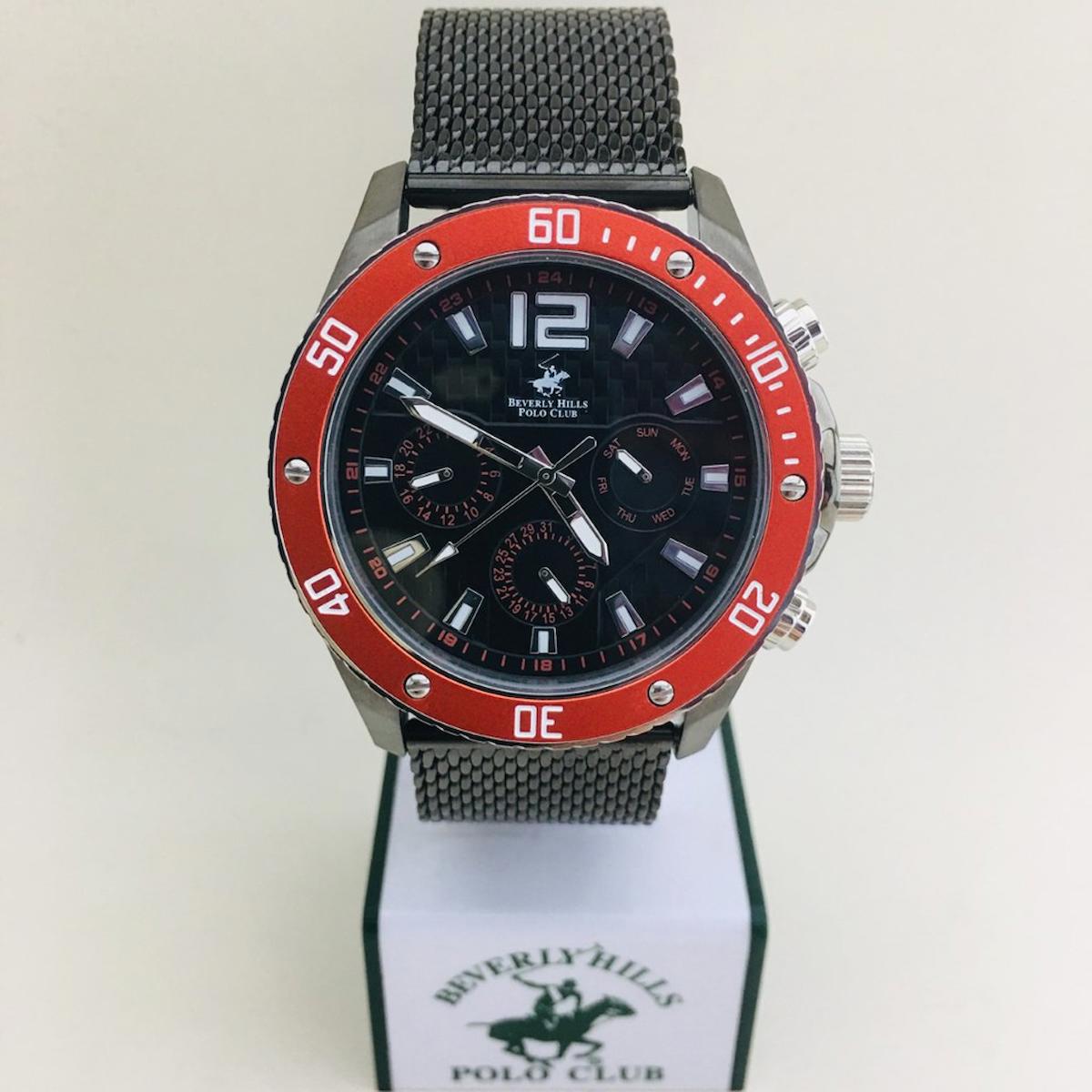 Beverly Hills Polo Club BH920402 Takvimli 44 mm Siyah Çelik Kordon Analog Erkek Kol Saati
