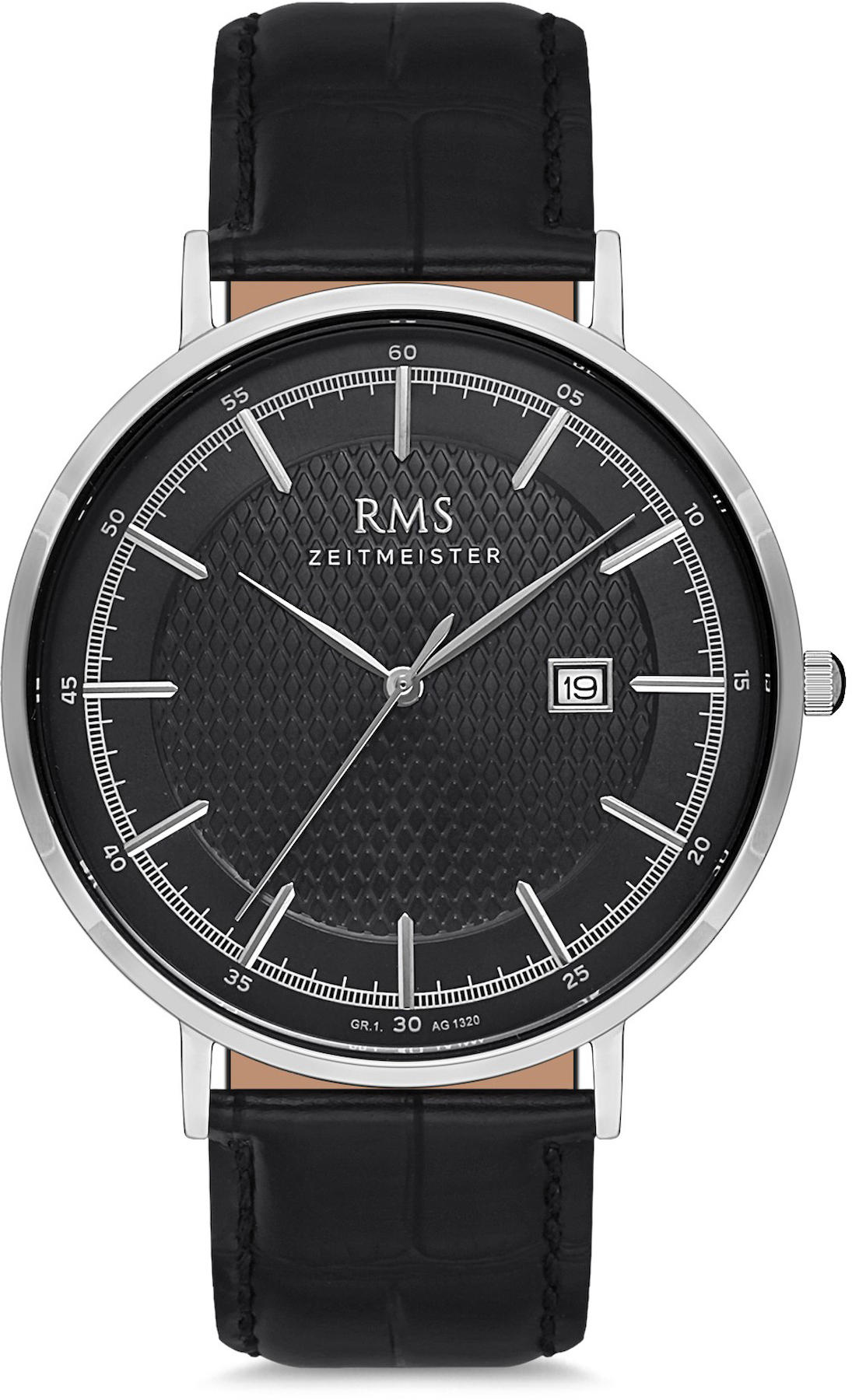 Romanson GR.1.AG1320.02 Takvimli 43 mm Siyah Deri Kordon Analog Kol Saati