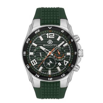 Bigotti BG.1.10552-3 Takvimli 46 mm Yeşil Silikon Kordon Analog Erkek Kol Saati