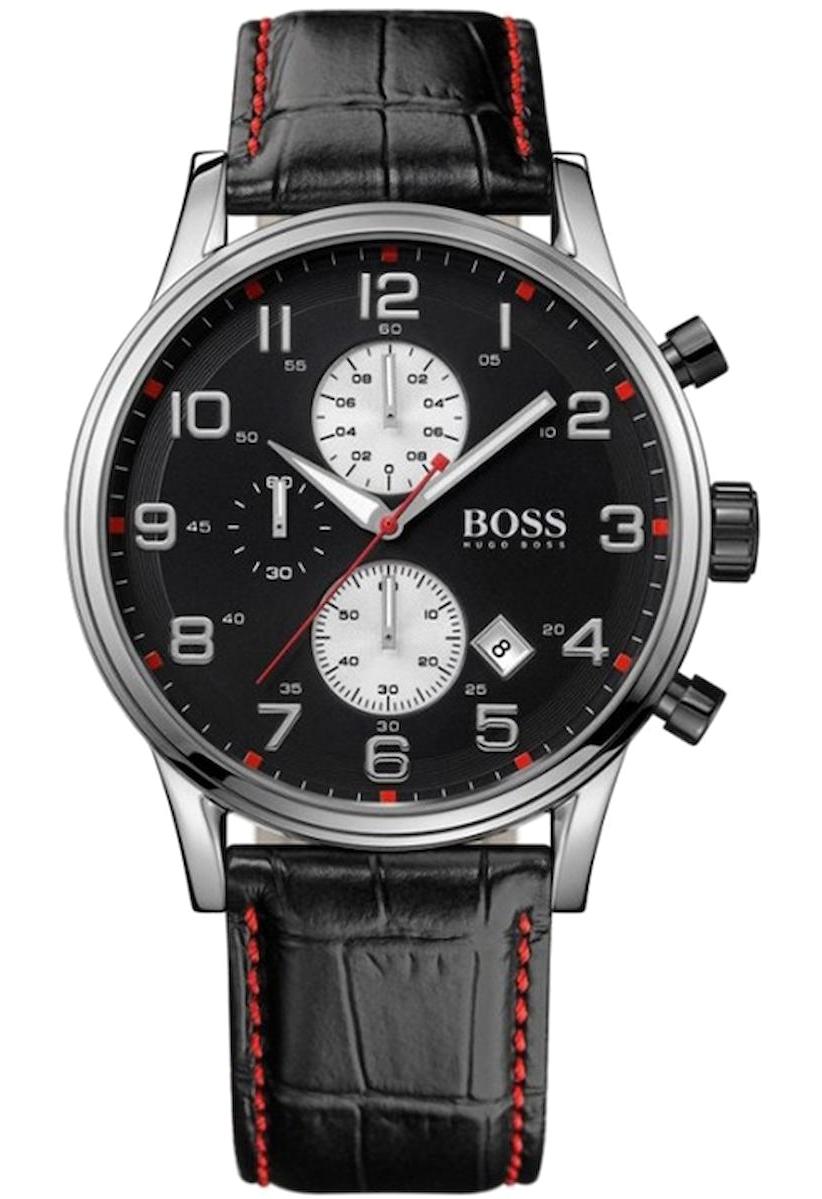 Hugo Boss HB1512631 44 mm Siyah Deri Kordon Analog Erkek Kol Saati