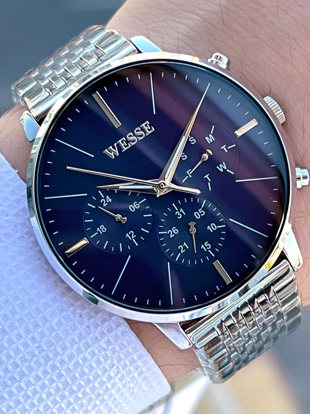 Wesse WWG401101SA Pusulalı Takvimli 42 mm Çelik Kordon Analog Erkek Kol Saati