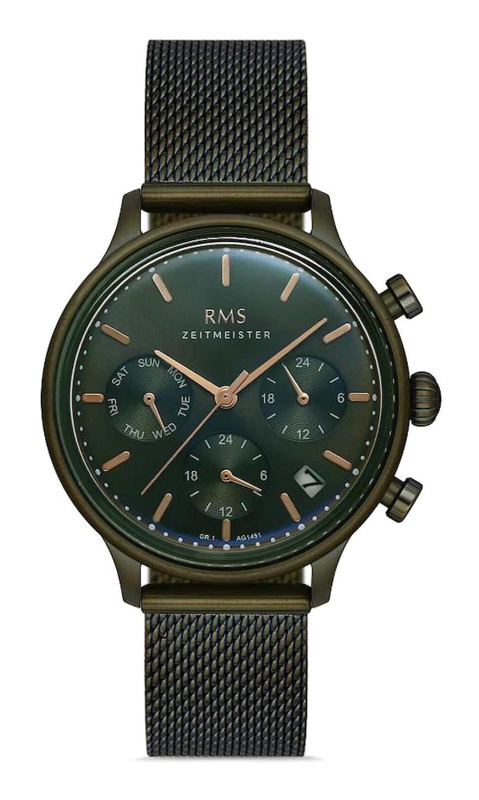 Romanson GR.1.AG1451.09 Takvimli 38 mm Yeşil Çelik Kordon Analog Erkek Kol Saati