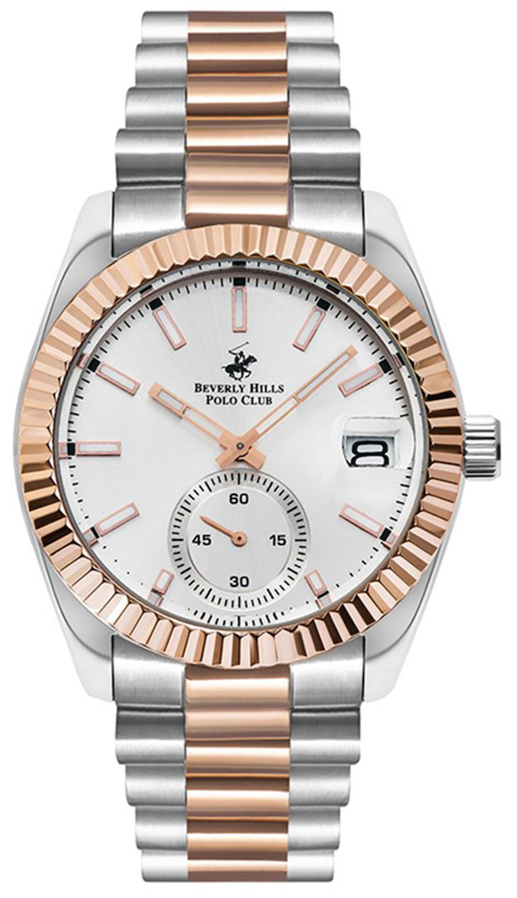 Beverly Hills Polo Club BP3056X570 Takvimli 41 mm Gri-Rose Gold Çelik Kordon Analog Erkek Kol Saati