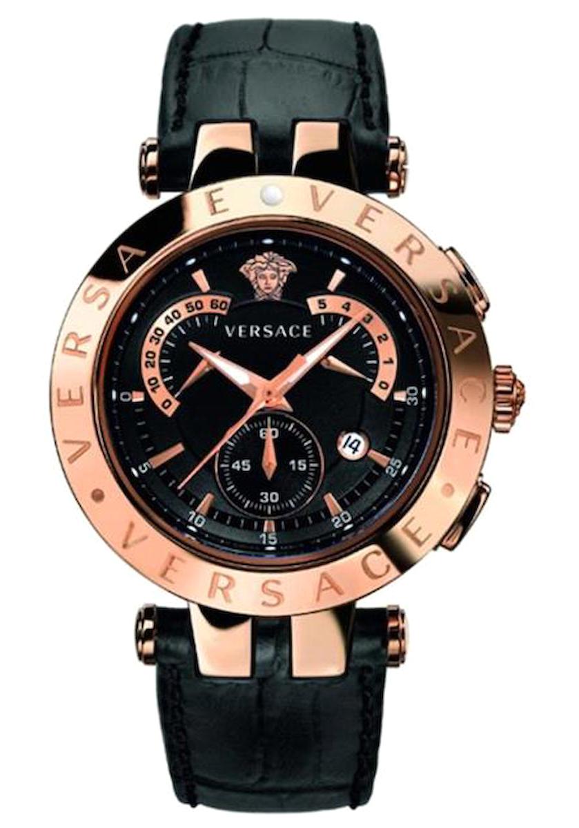 Versace VRSC23C80D008S009 Takvimli 43 mm Siyah Deri Kordon Analog Erkek Kol Saati