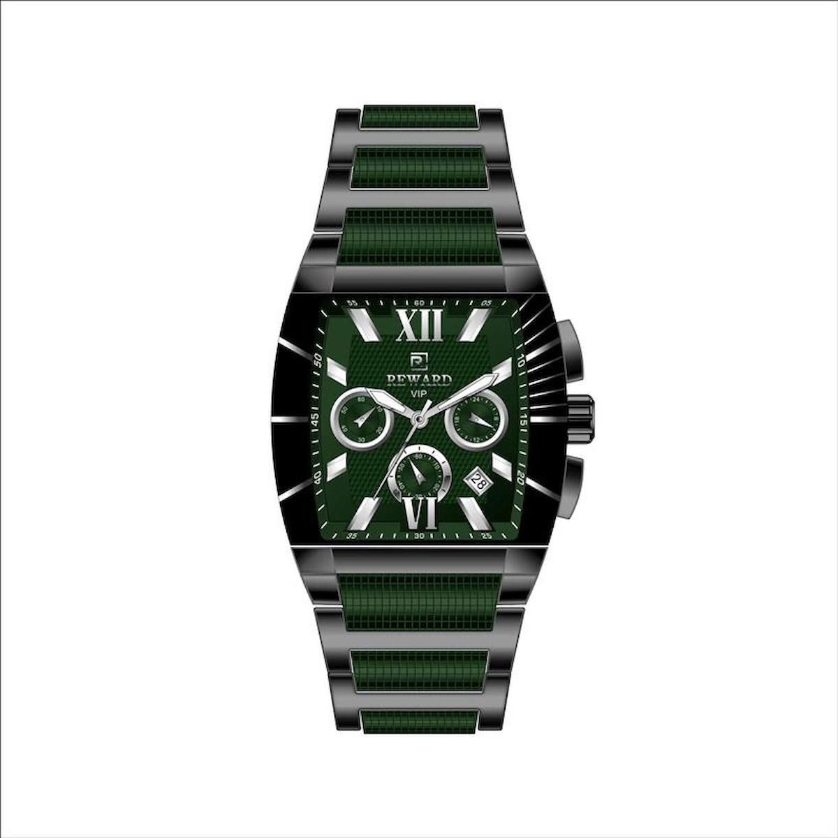 Reward A141109 Takvimli 39 mm Siyah-Yeşil Silikon Kordon Analog Erkek Kol Saati