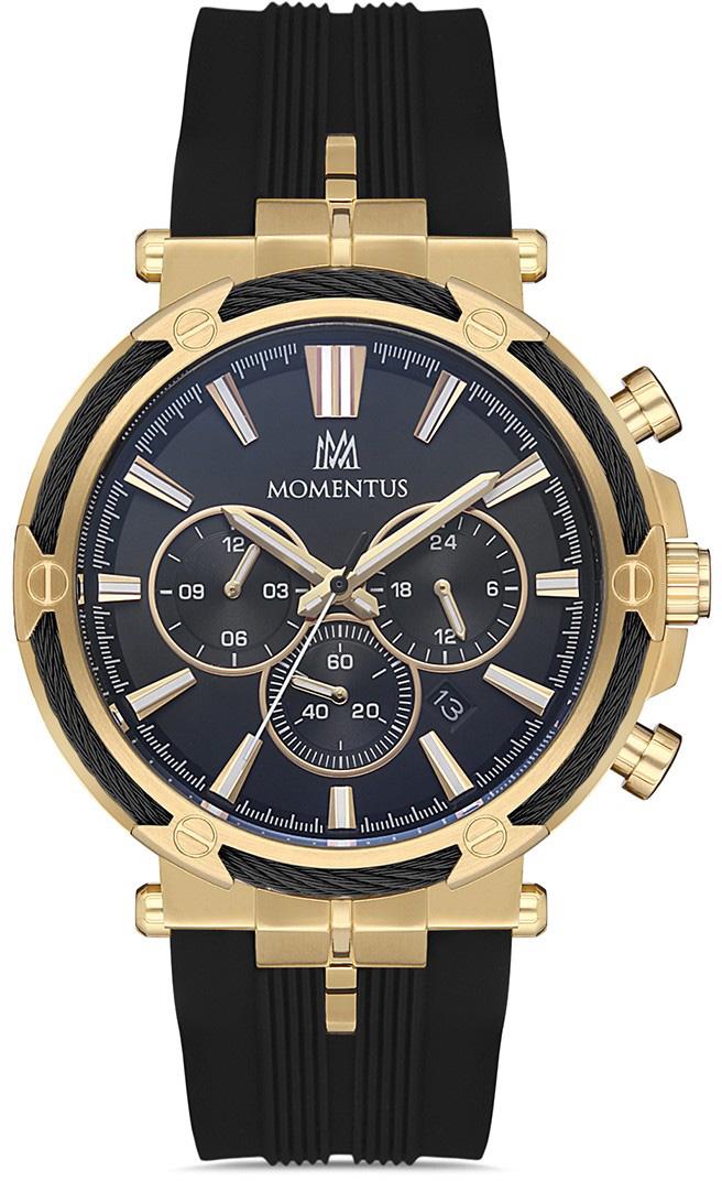 Momentus SM371T-04BG Takvimli 44 mm Siyah Silikon Kordon Analog Erkek Kol Saati