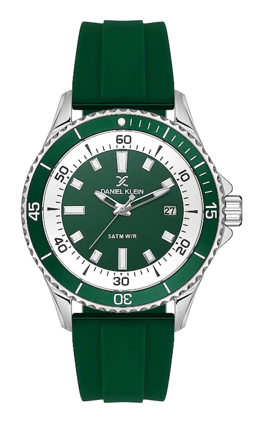 Daniel Klein DK.1.13683-6 Takvimli 43 mm Yeşil Silikon Kordon Analog Erkek Kol Saati