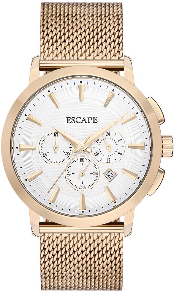 Escape EC1086-107M Takvimli 42 mm Rose Gold Çelik Kordon Analog Kol Saati