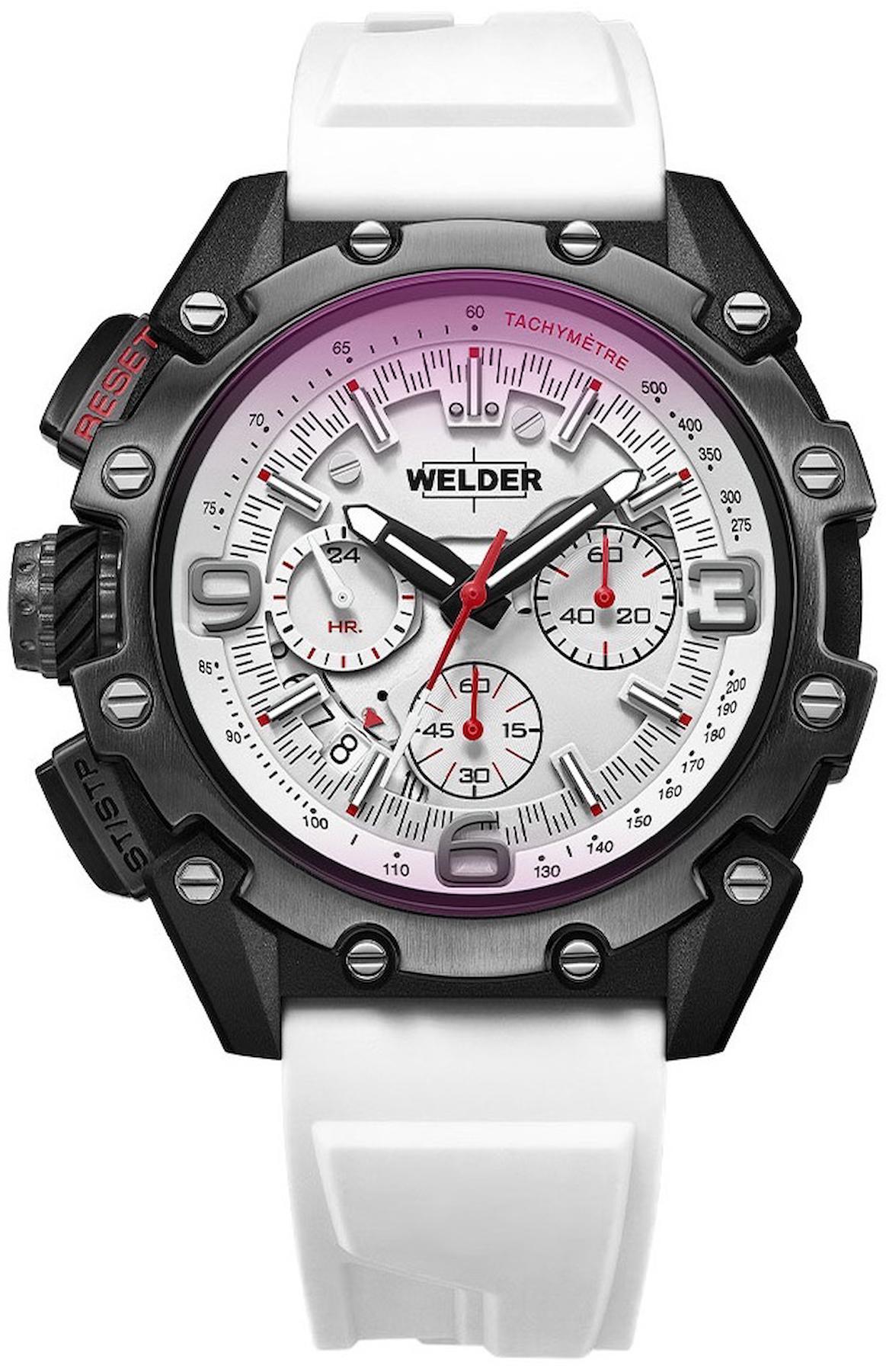 Welder Watch WWRR1006 Pusulalı Takvimli 46 mm Beyaz Silikon Kordon Analog Erkek Kol Saati
