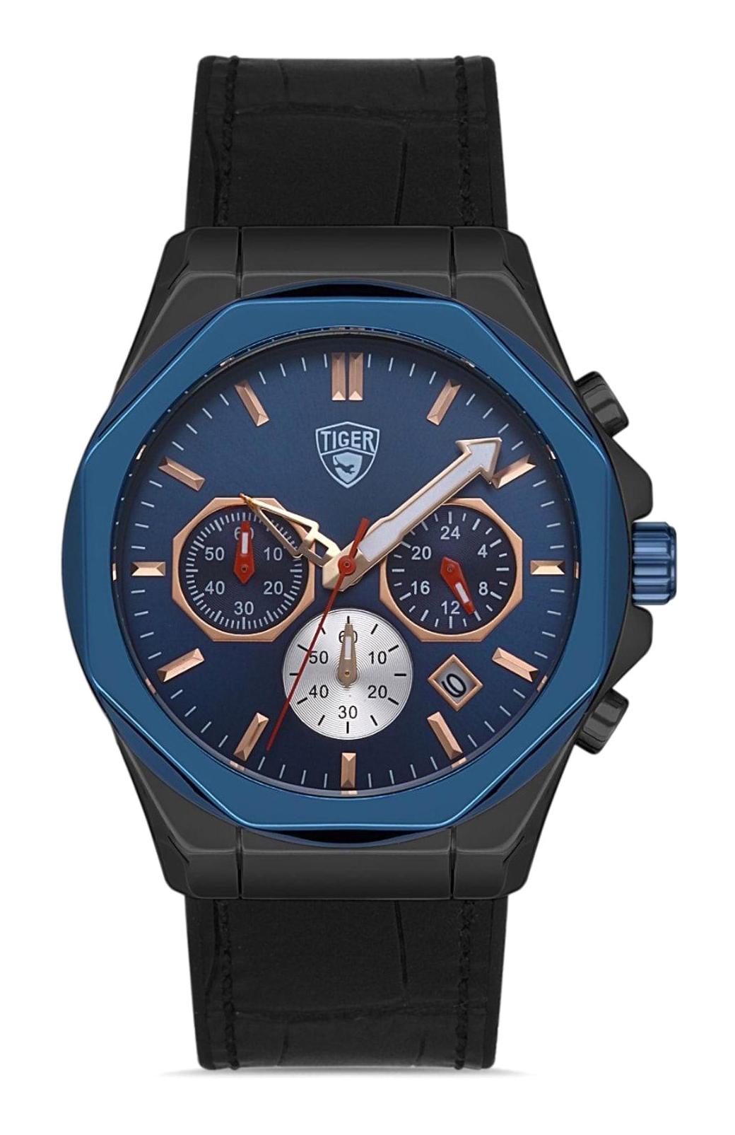 Tiger TI-603M-B Takvimli 44 mm Siyah Deri Kordon Analog Erkek Kol Saati