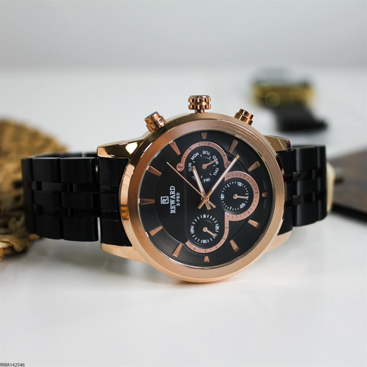 Reward RWA142546 Takvimli 45 mm Siyah Çelik Kordon Analog Erkek Kol Saati