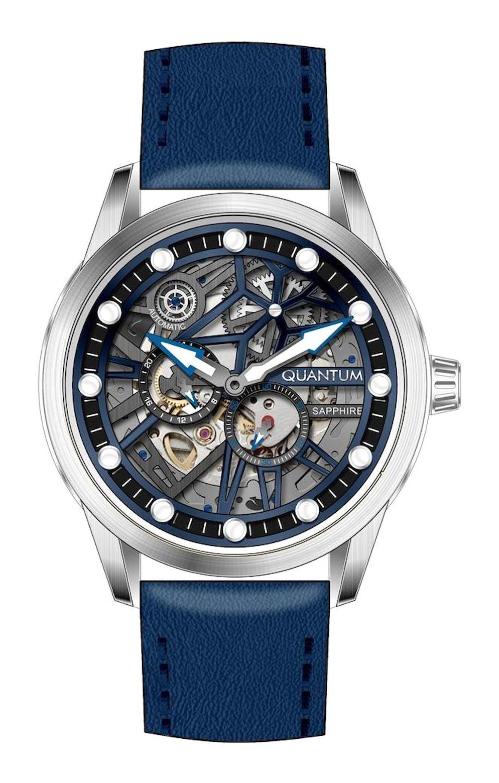 Quantum QMG1120.399 45 mm Mavi Deri Kordon Analog Erkek Kol Saati