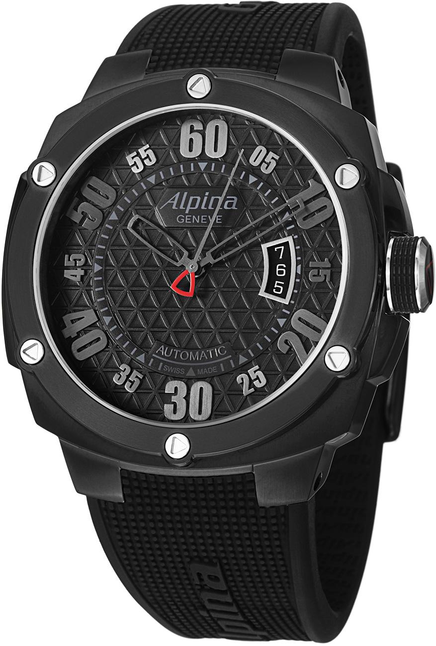 Alpina AL525BB5FBAE6 Takvimli 48 mm Siyah Silikon Kordon Analog Kol Saati