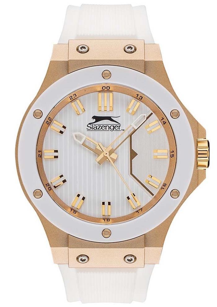 Slazenger SL.09.6572.1.03 45 mm Beyaz Silikon Kordon Analog Erkek Kol Saati