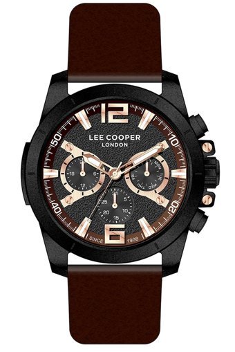 Lee Cooper LC07613.654-NM Takvimli 44 mm Kahverengi Deri Kordon Analog Erkek Kol Saati