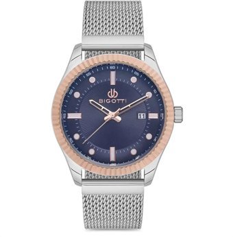 Bigotti BG.1.10139.5 Takvimli 44 mm Çelik-Hasır Kordon Analog Erkek Kol Saati
