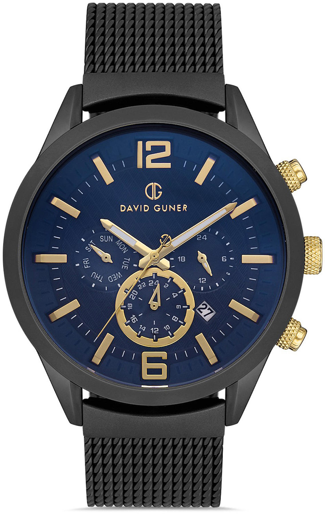 David Guner DG-8368GC-V3E Takvimli 42 mm Siyah Metal Kordon Analog Kol Saati