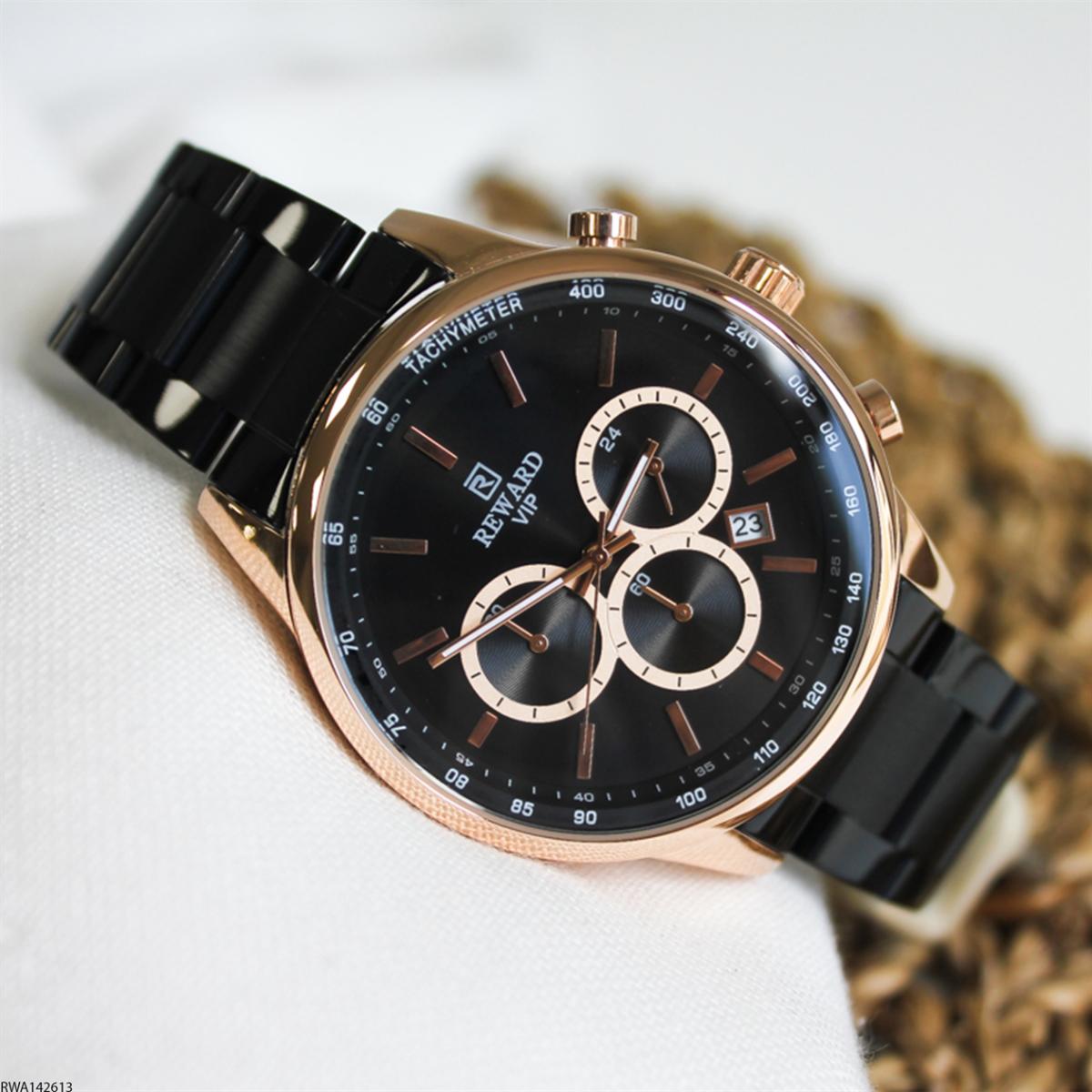 Reward RWA142613 Takvimli 45 mm Siyah Metal Kordon Analog Erkek Kol Saati