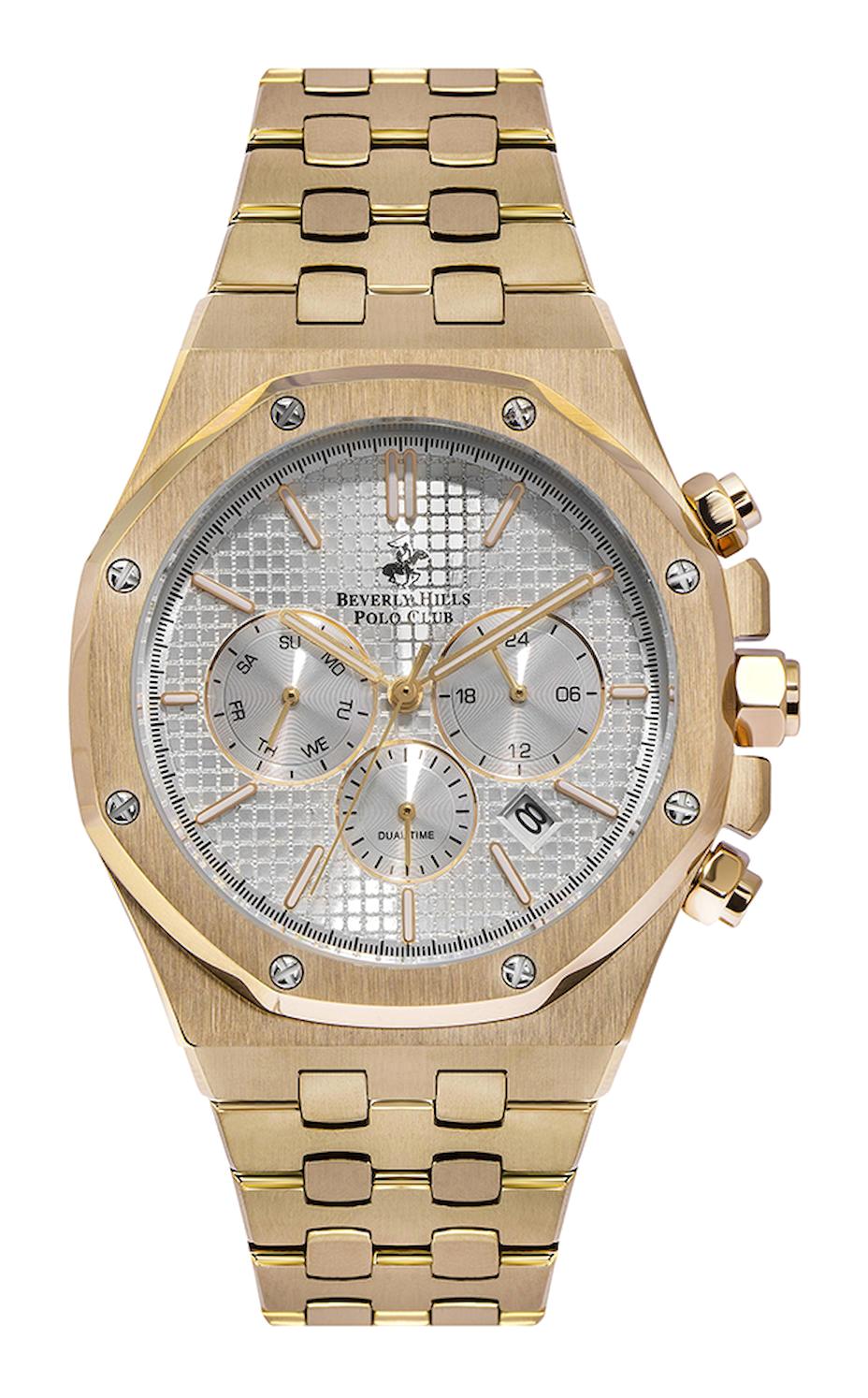 Beverly Hills Polo Club BP3051X130 Takvimli 42 mm Altın Metal Kordon Analog Erkek Kol Saati