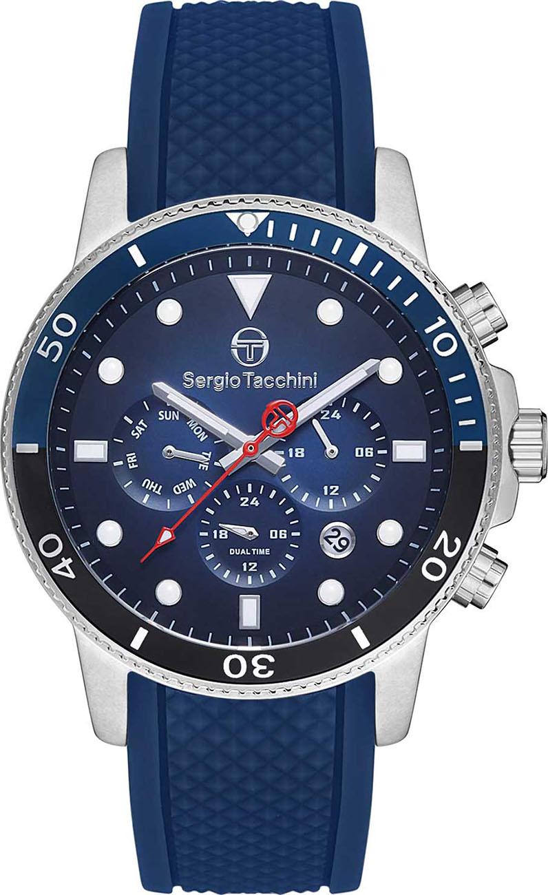 Sergio Tacchini ST.1.10192.2 Takvimli 42 mm Mavi Silikon Kordon Analog Erkek Kol Saati